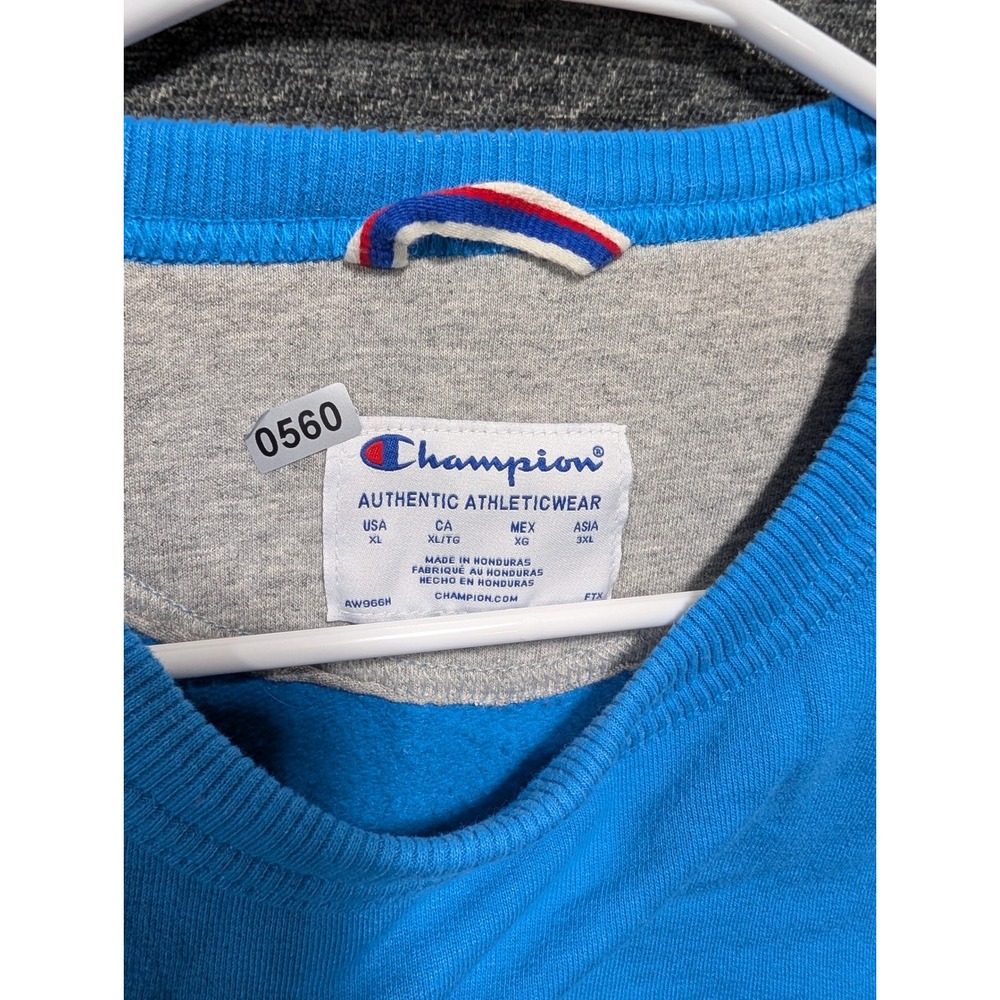 Champion Mens XL Blue Script Logo Crewneck Sweatshirt Fleece Pullover AW966H - Picture 5 of 5